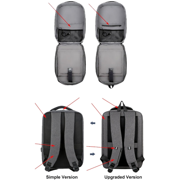 15 inch Large-Capacity Waterproof Business Commuter Laptop Backpack with USB Port(Simplified Black) - Backpack by PMC Jewellery | Online Shopping South Africa | PMC Jewellery | Buy Now Pay Later Mobicred
