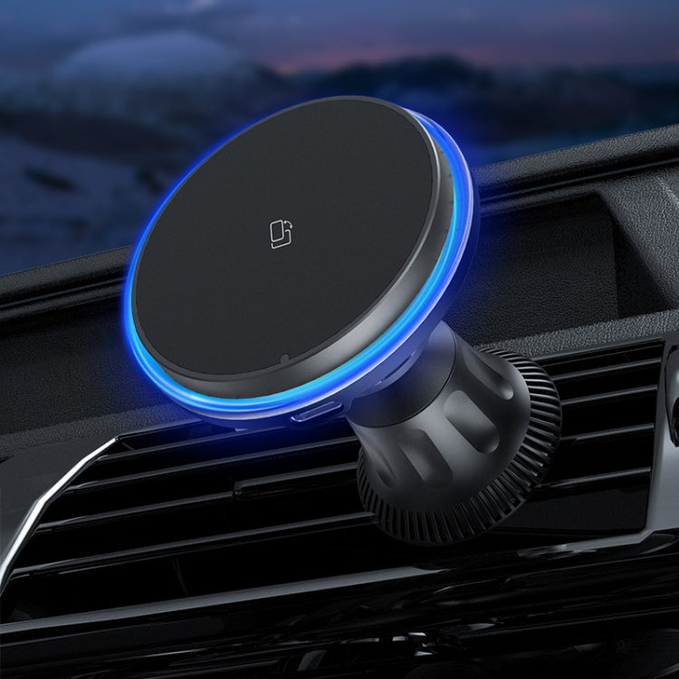 Car Magnetic Wireless Charging Cell Phone Holder With Ambient Light, Style: Blue Light - Wireless Charger Holders by PMC Jewellery | Online Shopping South Africa | PMC Jewellery | Buy Now Pay Later Mobicred