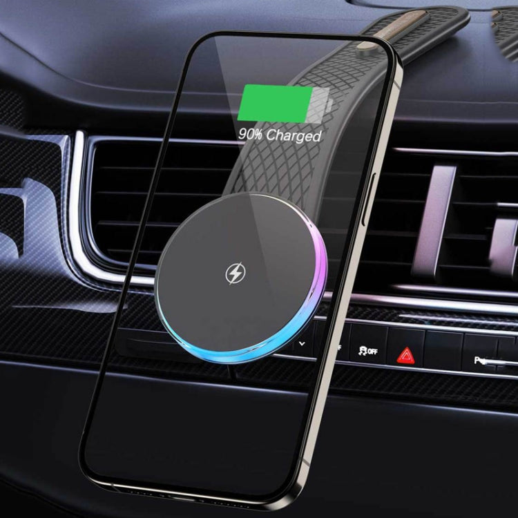 15W Car Magnetic Wireless Charging Cell Phone Holder With Ambient Light - Wireless Charger Holders by PMC Jewellery | Online Shopping South Africa | PMC Jewellery | Buy Now Pay Later Mobicred