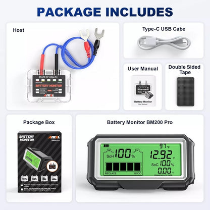 ANCEL 12V LED Car Battery Tester SOH/SOC Rechargeable Battery Analysis Tool - Electronic Test by Ancel | Online Shopping South Africa | PMC Jewellery | Buy Now Pay Later Mobicred