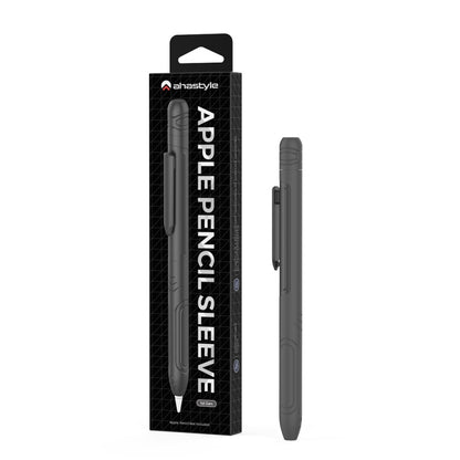 For Apple Pencil 1 AhaStyle PT141 Triple Defense Pen Clip Silicone Protective Case(Black) - Pencil Accessories by AhaStyle | Online Shopping South Africa | PMC Jewellery | Buy Now Pay Later Mobicred