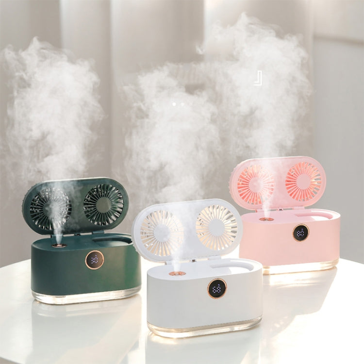 WT-818 Dual-leaf Spray Smart Digital Display Desktop Fan Night Light Humidification Cooler(Pink) - Electric Fans by PMC TechLife | Online Shopping South Africa | PMC TechLife | Buy Now Pay Later Mobicred
