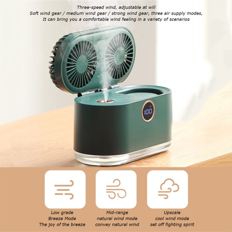 WT-818 Dual-leaf Spray Smart Digital Display Desktop Fan Night Light Humidification Cooler(Pink) - Electric Fans by PMC TechLife | Online Shopping South Africa | PMC TechLife | Buy Now Pay Later Mobicred