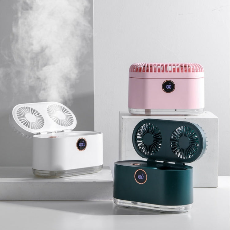 WT-818 Dual-leaf Spray Smart Digital Display Desktop Fan Night Light Humidification Cooler(Pink) - Electric Fans by PMC TechLife | Online Shopping South Africa | PMC TechLife | Buy Now Pay Later Mobicred