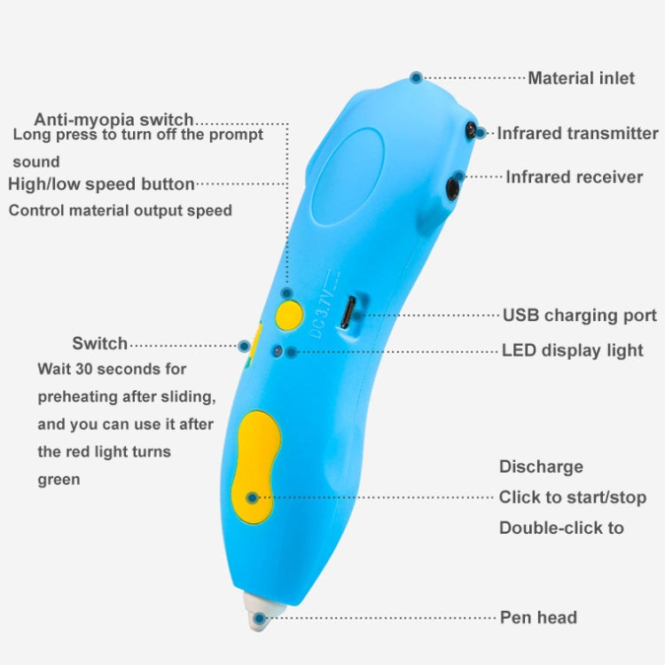 Infrared Sensing Low-temperature 3D Printing Pen Children DIY Graffiti Painting Pen(1000 mAh-Blue) - 3D Printer by PMC Jewellery | Online Shopping South Africa | PMC Jewellery | Buy Now Pay Later Mobicred