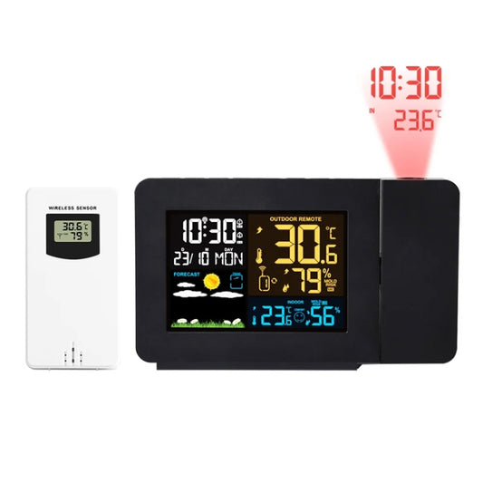 Household Color Screen Temperature And Humidity Meter Weather Forecast Projection Clock, Model: US Plug - Novelty Clock by PMC Jewellery | Online Shopping South Africa | PMC Jewellery | Buy Now Pay Later Mobicred