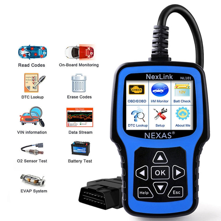 Nexas NL101 Universal OBD2 Scanner Diagnostic Tool & Battery Tester With OBDII - Electronic Test by Nexas | Online Shopping South Africa | PMC Jewellery | Buy Now Pay Later Mobicred