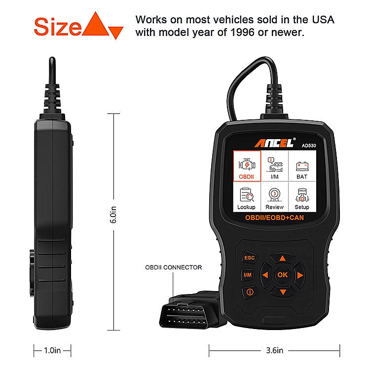 ANCEL AD530 2.8-Inch Screen OBD2 Car Engine Tester Car Battery Test Tool - Code Readers & Scan Tools by ANCEL | Online Shopping South Africa | PMC Jewellery | Buy Now Pay Later Mobicred