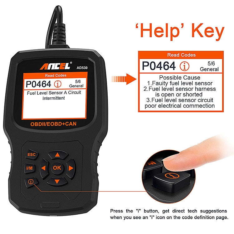ANCEL AD530 2.8-Inch Screen OBD2 Car Engine Tester Car Battery Test Tool - free shipping - PMC TechLife - Order now!