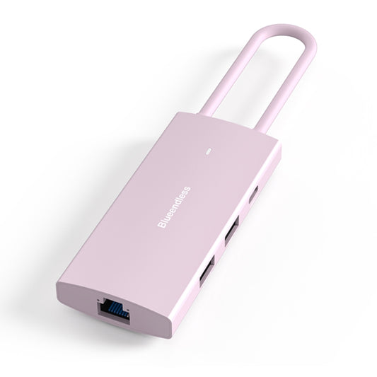 Blueendless 4K60Hz + Gigabit LAN + Data Type-C Docking Station, Spec: 6-in-1 Pink - USB HUB by Blueendless | Online Shopping South Africa | PMC Jewellery | Buy Now Pay Later Mobicred