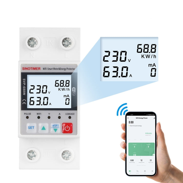 SINOTIMER SVP-688W  TUYA APP WiFi Smart Circuit Breaker Over Under Voltage Protector - free shipping - PMC TechLife - Order now!