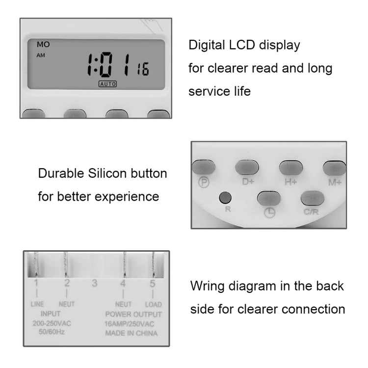 SINOTIMER  CN101A  5V  16A Digital LCD Timer Switch Programmable Timer Controller - Switch by SINOTIMER | Online Shopping South Africa | PMC Jewellery | Buy Now Pay Later Mobicred