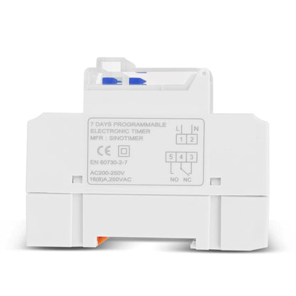 SINOTIMER TM919A-2 220V 16A Din Rail Mount Digital Timer Switch Microcomputer Weekly Programmable Time Relay Control - Switch by SINOTIMER | Online Shopping South Africa | PMC Jewellery | Buy Now Pay Later Mobicred