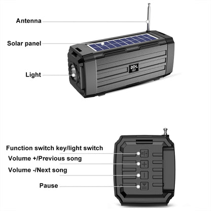 BDL-187 LED Light Solar Wireless Bluetooth Speaker Portable Outdoor Camping FM Radio(Blue) - Radio Player by PMC Jewellery | Online Shopping South Africa | PMC Jewellery | Buy Now Pay Later Mobicred