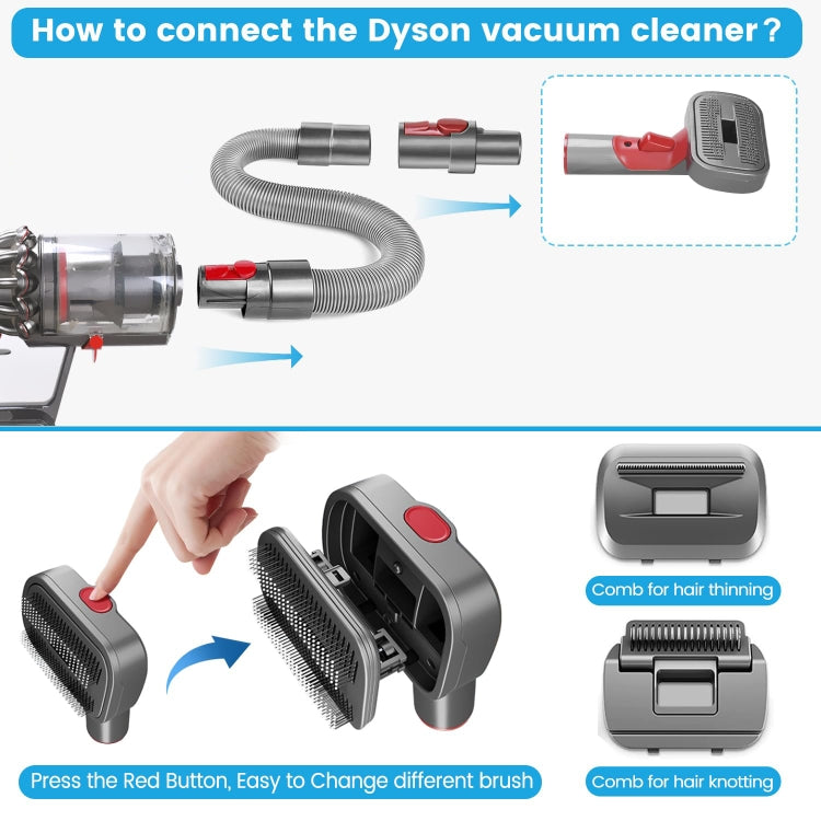 For Dyson V7 V8 V10 V11 V15 Pet 3 In 1 Grooming Suction Head Set With Hose - For Dyson Accessories by PMC Jewellery | Online Shopping South Africa | PMC Jewellery | Buy Now Pay Later Mobicred