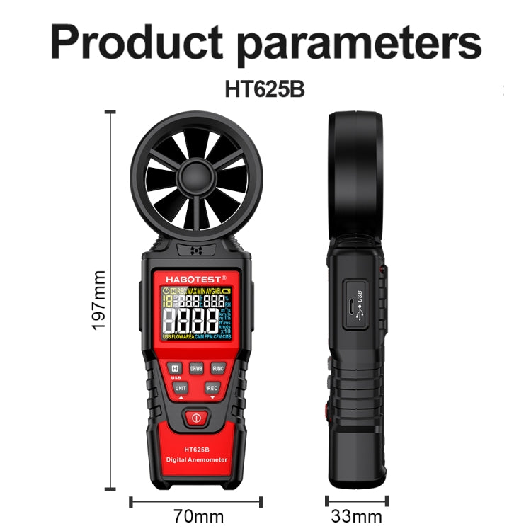 HABOTEST Handheld High-Precision Digital Anemometer With USB(HT625B) - Tachometers & Anemometer by HABOTEST | Online Shopping South Africa | PMC Jewellery | Buy Now Pay Later Mobicred