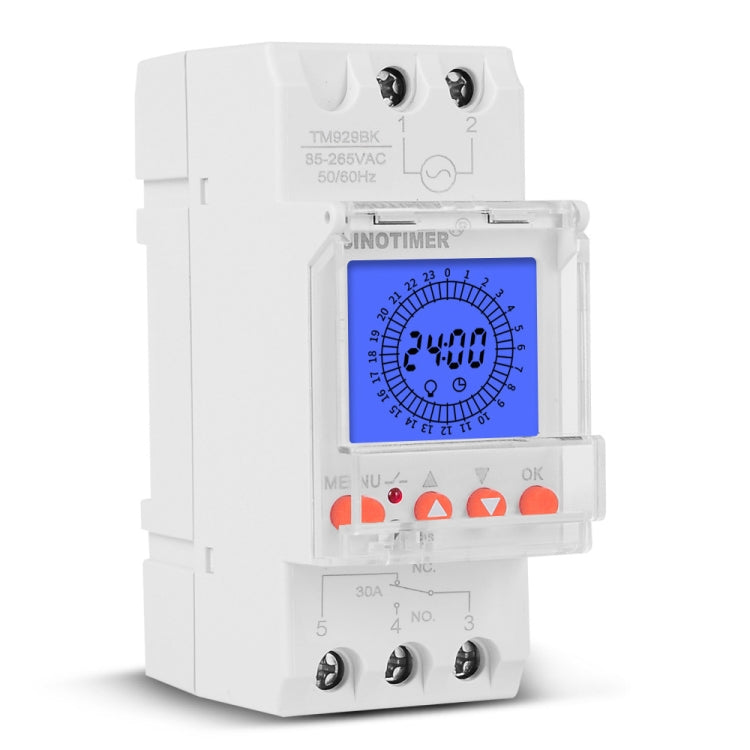 SINOTIMER  TM929BKL 85-265V 30A 24hrs Digital Analogue Din Module Time Switch With Backlight - Switch by SINOTIMER | Online Shopping South Africa | PMC Jewellery | Buy Now Pay Later Mobicred