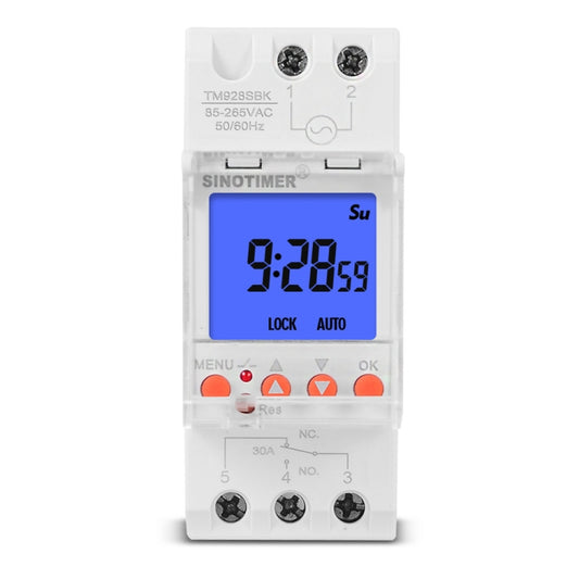 SINOTIMER TM928SBKL 85-265V 30A  1 Second to 168 Hours Programmable Electronic Time Switch - Switch by SINOTIMER | Online Shopping South Africa | PMC Jewellery | Buy Now Pay Later Mobicred