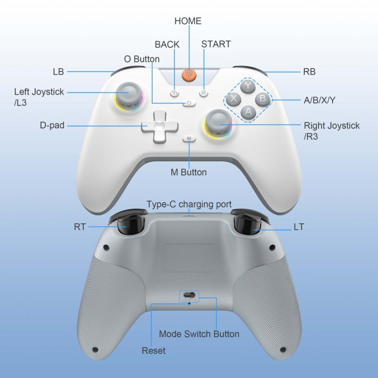 EasySMX X05 Wireless Gamepad Hall RGB Effect Controller For PC / Phone / Switch / Steam Deck(White) - free shipping - PMC Jewellery - Order now!
