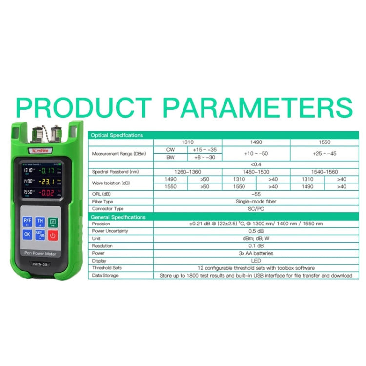 Komshine KPN-35 High Precision PON Optical Power Meter 1310/1490/1550nm Fiber Tester(SC/APC Interface) - Fiber Optic Test Pen by Komshine | Online Shopping South Africa | PMC Jewellery | Buy Now Pay Later Mobicred