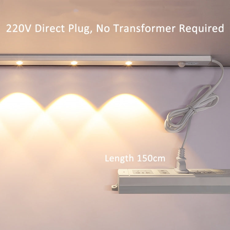 220V CN Plug Motion Sensor Wardrobe Cabinet Lamp LED Light Bar, Spec: Warm White 70cm - Sensor LED Lights by PMC TechLife | Online Shopping South Africa | PMC TechLife | Buy Now Pay Later Mobicred