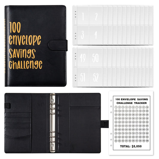 A5 100 Day Savings Challenge Envelope Budget Planner Binder Notebook Handbook, Color: Words Black - Notebooks by PMC Jewellery | Online Shopping South Africa | PMC Jewellery | Buy Now Pay Later Mobicred