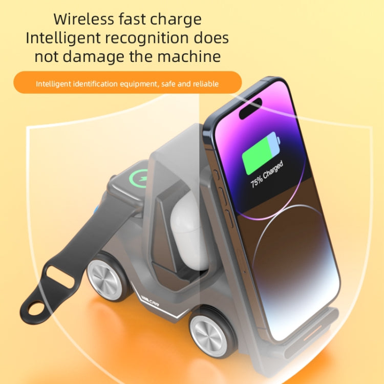 T20S 3-In-1 15W Small Forklift-Shaped Desktop Wireless Charger With LED Atmosphere Light(Yellow) - Wireless Charger by PMC Jewellery | Online Shopping South Africa | PMC Jewellery | Buy Now Pay Later Mobicred