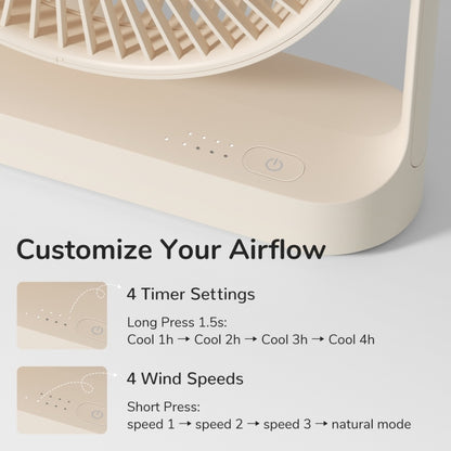 JisuLife FA27 Desktop Wireless Rechargeable Fan Office Table Mini Fan(Light Gray) - Electric Fans by JisuLife | Online Shopping South Africa | PMC Jewellery | Buy Now Pay Later Mobicred