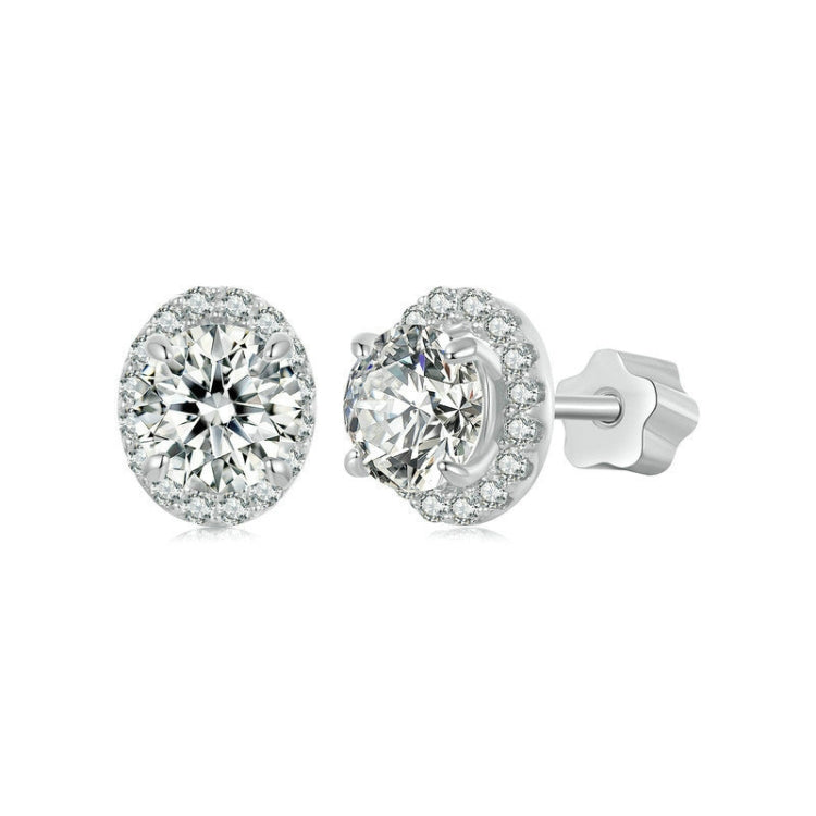 S925 Sterling Silver With White Gold Moissanite Earrings(MSE054) - Stud Earrings & Earrings by PMC Jewellery | Online Shopping South Africa | PMC Jewellery | Buy Now Pay Later Mobicred