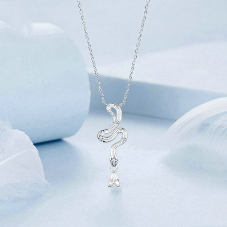 S925 Sterling Silver Platinum-plated Vintage Snake Drop Necklace(BSN385) - Necklaces & Pendants by PMC Jewellery | Online Shopping South Africa | PMC Jewellery | Buy Now Pay Later Mobicred