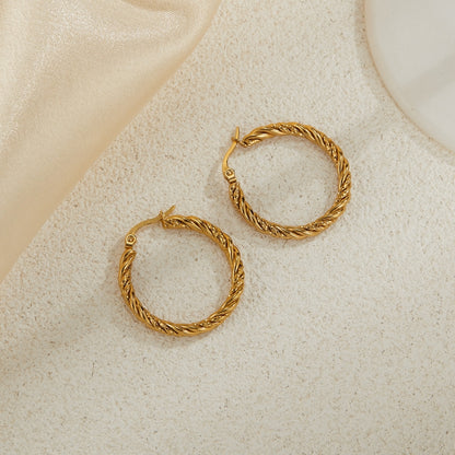 OPK GE960 1pair Stainless Steel Gold Plated Vintage Twist Earrings(Gold) - Stud Earrings & Earrings by OPK | Online Shopping South Africa | PMC Jewellery | Buy Now Pay Later Mobicred