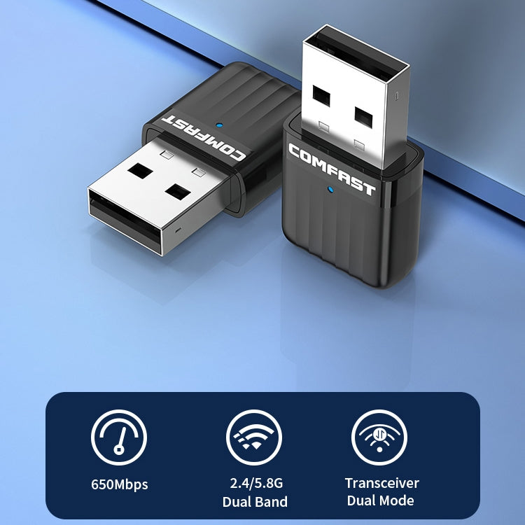 COMFAST CF-WU811AC V3  5G Dual Band 650Mbps USB Wireless Network Card WIFI Receiver - USB Network Adapter by COMFAST | Online Shopping South Africa | PMC Jewellery | Buy Now Pay Later Mobicred