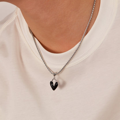 OPK GX2411 Oil Drip Love Alloy Pendant Stainless Steel Necklace - Necklaces & Pendants by OPK | Online Shopping South Africa | PMC Jewellery | Buy Now Pay Later Mobicred