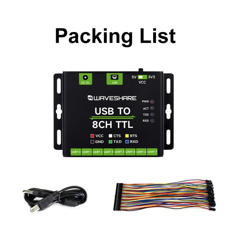 Waveshare 27076 Industrial USB TO TTL UART Serial Communication Module Converter(USB TO 8CH TTL) - free shipping - PMC Jewellery - Order now!