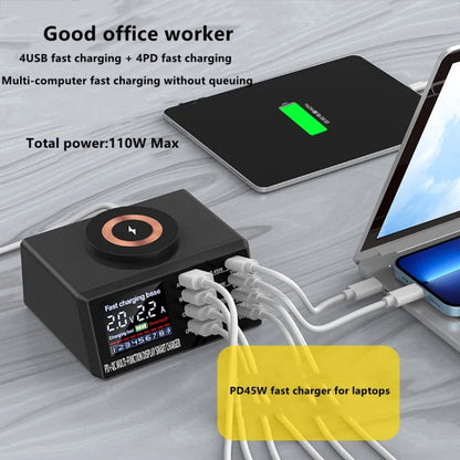 X9M 9-in-1 110W USB+PD Smart Multi-ports QI Magnetic Wireless Charger, Spec: White AU Plug - Multifunction Charger by PMC Jewellery | Online Shopping South Africa | PMC Jewellery | Buy Now Pay Later Mobicred