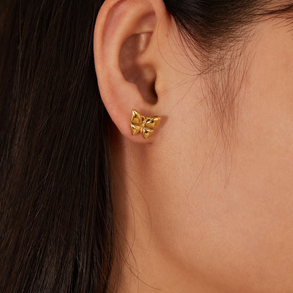 OPK GE942 1pair Vintage Temperament Stainless Steel Stereo Butterfly Earrings(Gold) - Stud Earrings & Earrings by OPK | Online Shopping South Africa | PMC Jewellery | Buy Now Pay Later Mobicred