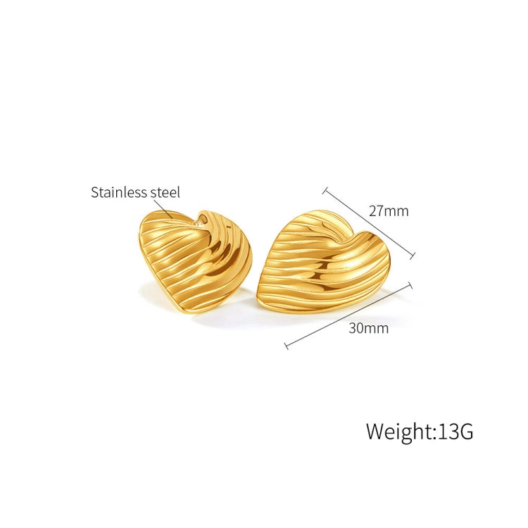 OPK GE938 1pair Simple Stainless Steel Heart Ruffled Earrings - Stud Earrings & Earrings by OPK | Online Shopping South Africa | PMC Jewellery | Buy Now Pay Later Mobicred