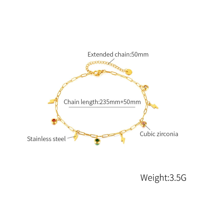 OPK GZ201 Stainless Steel Dopamine Zirconia Flash Small Pendant Anklets(Gold) - Anklets by OPK | Online Shopping South Africa | PMC Jewellery | Buy Now Pay Later Mobicred