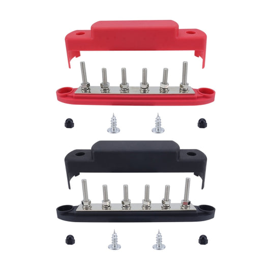 M6 RV Yacht High Current 6-column 250A Base Busbar, Color: Red + Black - Fuse by PMC Jewellery | Online Shopping South Africa | PMC Jewellery | Buy Now Pay Later Mobicred