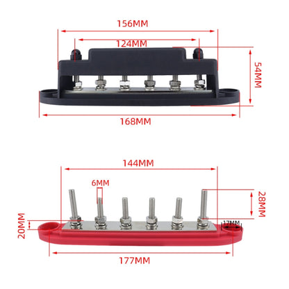 M6 RV Yacht High Current 6-column 250A Base Busbar, Color: Red + Black with Accessories - Fuse by PMC Jewellery | Online Shopping South Africa | PMC Jewellery | Buy Now Pay Later Mobicred