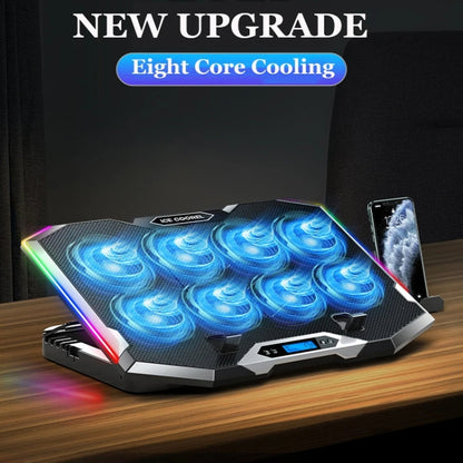 ICE COOREL 8-Fans Adjustable Laptop Stand Radiator With RGB Ambient Light(K10) - Cooling Pads by ICE COOREL | Online Shopping South Africa | PMC Jewellery | Buy Now Pay Later Mobicred