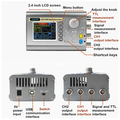 JUNTEK Programmable Dual-Channel DDS Function Arbitrary Waveform Signal Generator, Frequency: 15MHz(AU Plug) - Other Tester Tool by PMC Jewellery | Online Shopping South Africa | PMC Jewellery | Buy Now Pay Later Mobicred