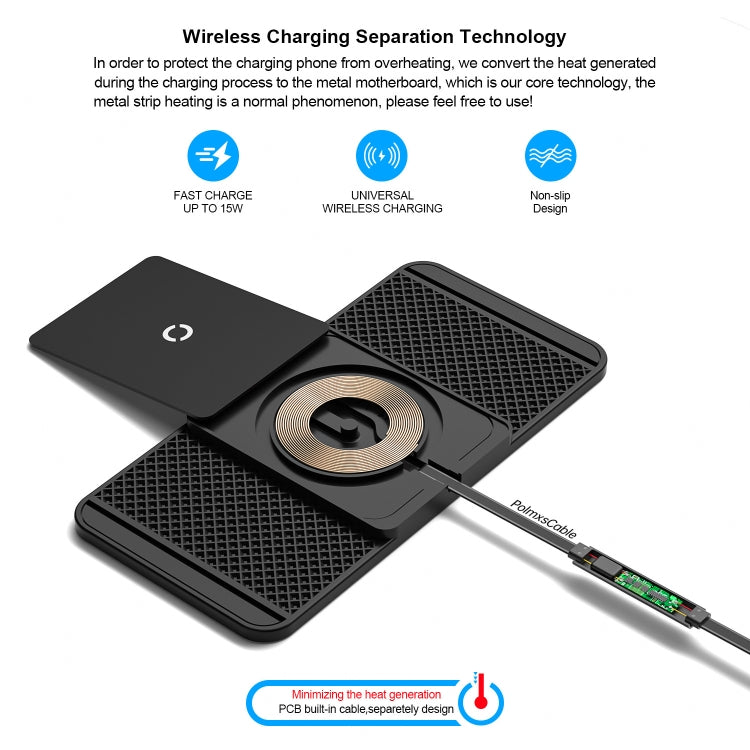 Avoid Camera Universal Car Wireless Charger Anti-slip Mat(USB Interface 1m) - Wireless Charging Pads by PMC Jewellery | Online Shopping South Africa | PMC Jewellery | Buy Now Pay Later Mobicred