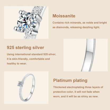 MSR058 S925 Sterling Silver Mossian Stone Ring Platinum Plating Ring(6) - Rings by PMC Jewellery | Online Shopping South Africa | PMC Jewellery | Buy Now Pay Later Mobicred