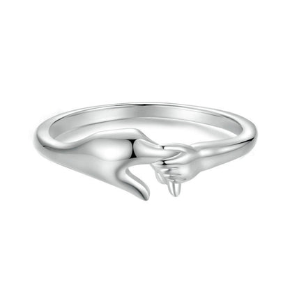 SCR1069 S925 Sterling Silver Plated With Platinum Hand-In-Hand Shape Ring(8) - Rings by PMC Jewellery | Online Shopping South Africa | PMC Jewellery | Buy Now Pay Later Mobicred