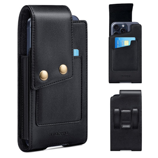 NUOKU  5.5-6.5 Inch Belt Phone Case Bag Leather Vertical Carrying Phone Pouches(Black) -  by NUOKU | Online Shopping South Africa | PMC Jewellery | Buy Now Pay Later Mobicred