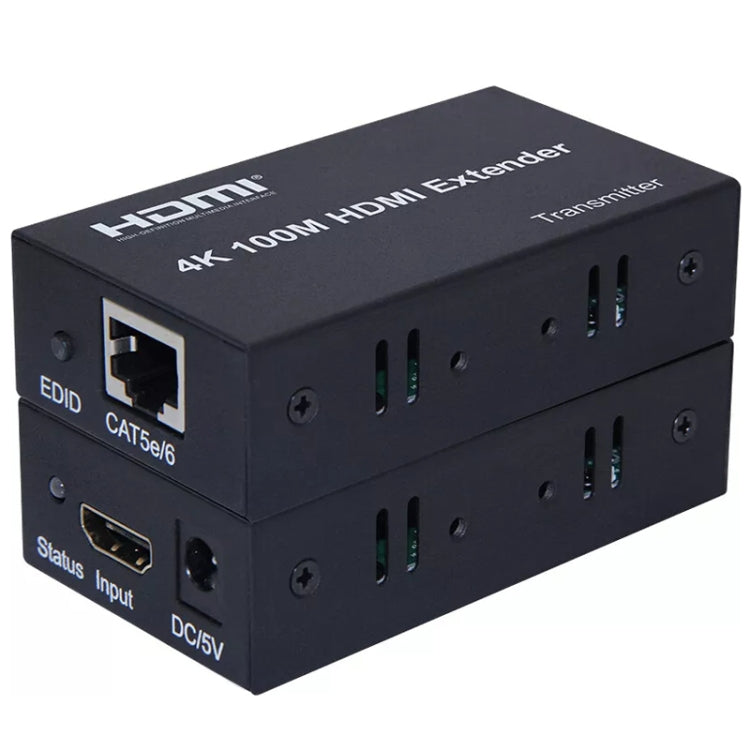 HDMI To RJ45 Single Ethernet Cable 100m Extender 4K HD Cable Signal Amplifier EU Plug(Black) - Amplifier by PMC Jewellery | Online Shopping South Africa | PMC Jewellery | Buy Now Pay Later Mobicred