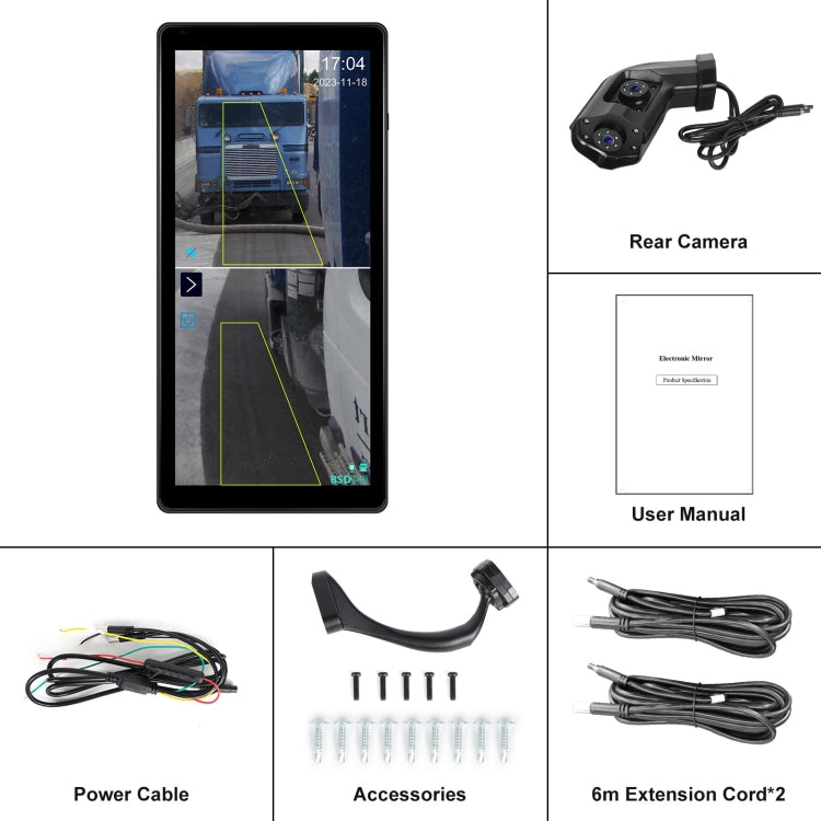 10.36 inch Wired HD 1 Drag 1 Blind Zone Monitor Universal AHD Reversing Kit Left(Standard) - Rear View Cameras by PMC Jewellery | Online Shopping South Africa | PMC Jewellery | Buy Now Pay Later Mobicred