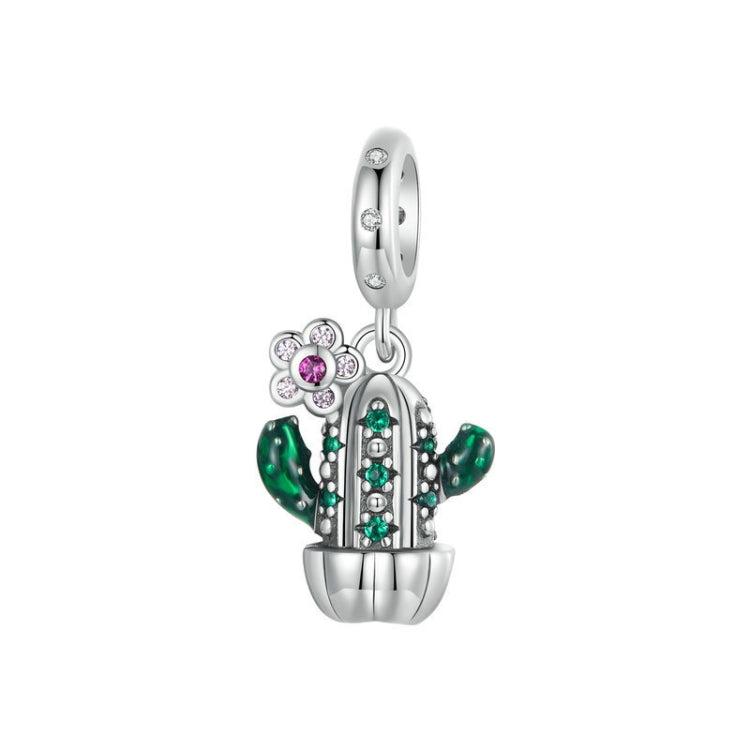 S925 Sterling Silver DIY Desert Cactus Potted Pendant Beads(SCC2831) - Jewelry Accessories by PMC Jewellery | Online Shopping South Africa | PMC Jewellery | Buy Now Pay Later Mobicred