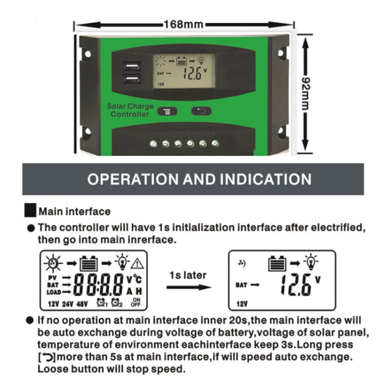 10A 12V/24V Solar Charge And Discharge Controller Dual USB Port LCD Solar Cells Panel Charge Regulator - Others by PMC Jewellery | Online Shopping South Africa | PMC Jewellery | Buy Now Pay Later Mobicred